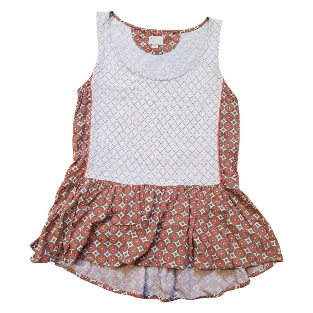 Anthropologie Postmark Tank Top Women Small Sleeveless Peplum Boho Floral Top